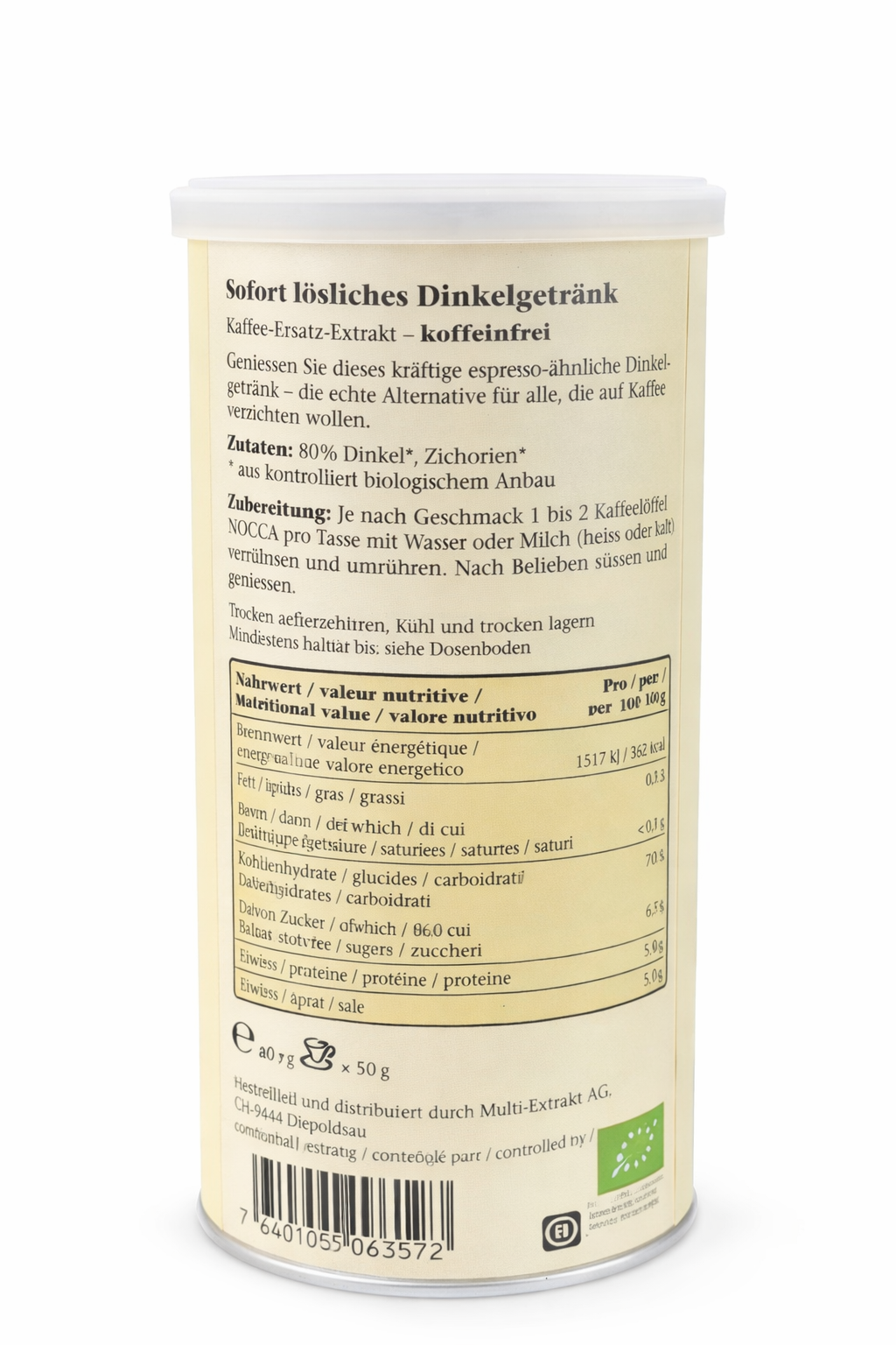 NOCCA – Boisson instantanée BIO à l’épeautre – boîte de 80g – Pack de 6 boîtes (sans caféine)
