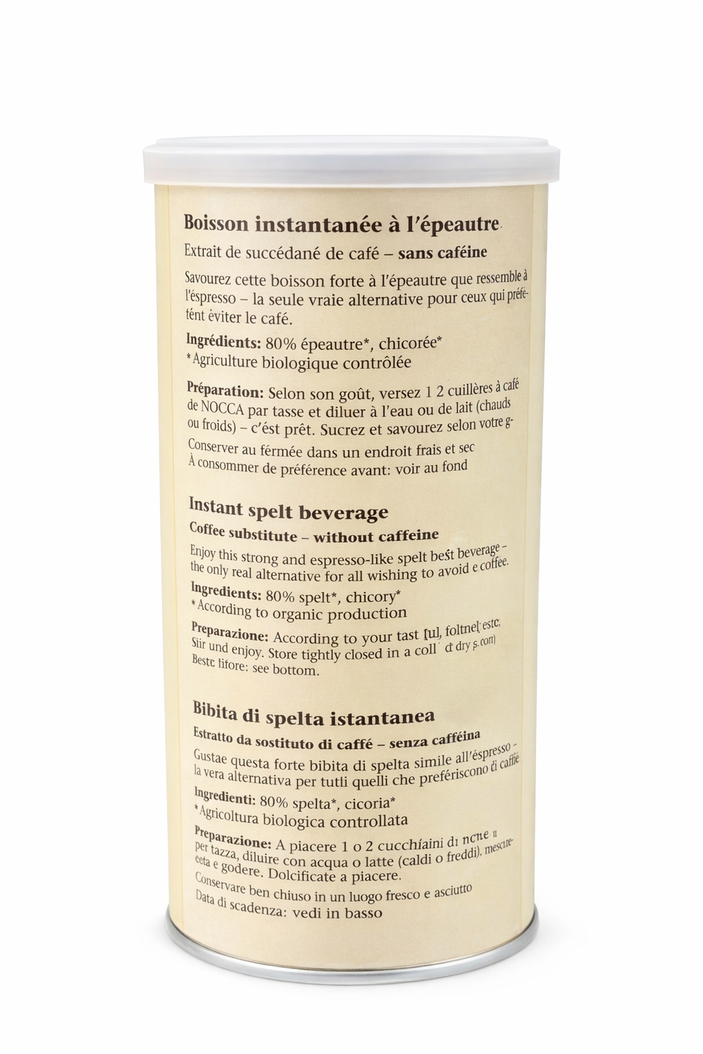 NOCCA – Boisson instantanée BIO à l’épeautre – boîte de 80g – Pack de 6 boîtes (sans caféine)